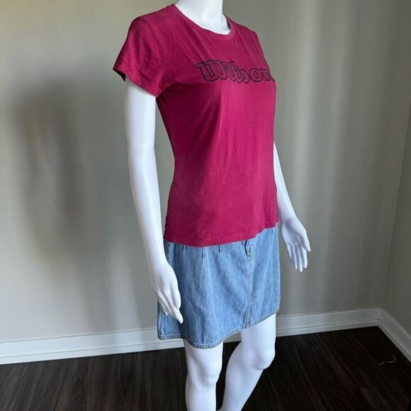 Wilson Athletic Women’s Burgundy Stitched Logo Baby Tee Size S - Picture 2 of 8